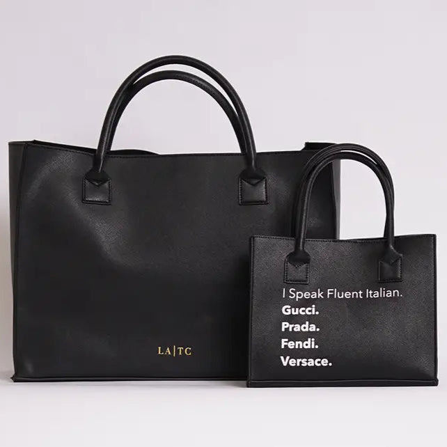 Mini Modern Tote - Fluent French (Black)