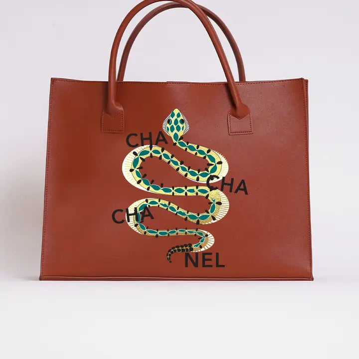 Modern Vegan Tote - Eden Snake (Brown)
