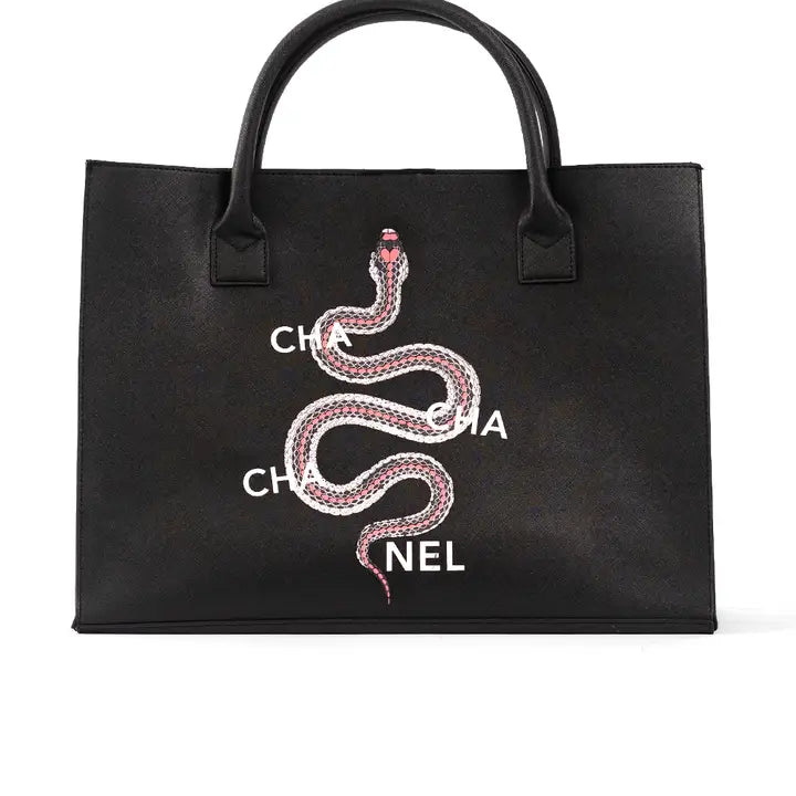 Modern Vegan Tote - Snake (Black)