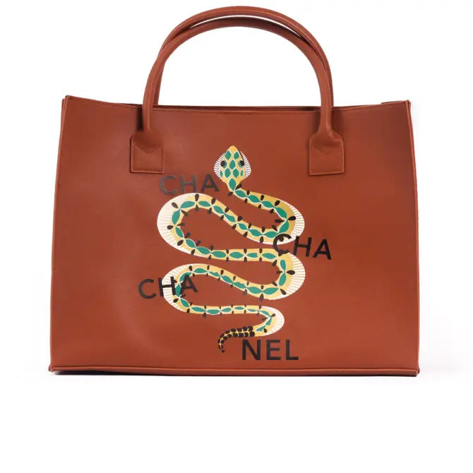 Modern Vegan Tote - Eden Snake (Brown)